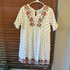 Skies Are Blue Floral Embroidered Baby Doll Boutique Dress Size M